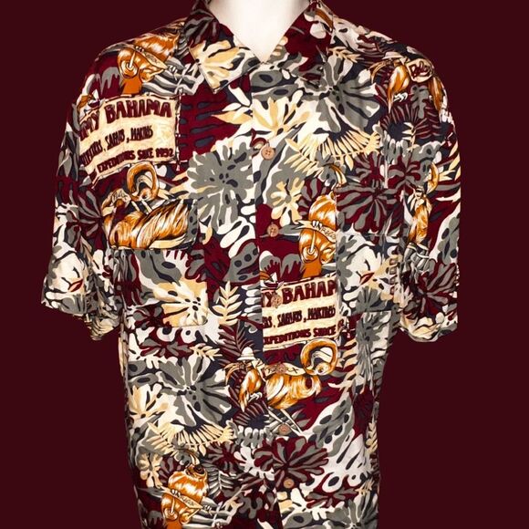 Tommy Bahama Rayon Hawaiian Birds Button Up Shirt Size Large #13 - Picture 3 of 7